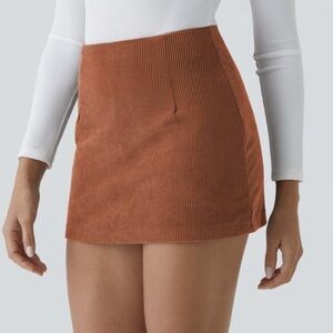 HALARA Bombay Brown High Waisted 2-in-1 A Line Mini Corduroy Skirt, Small